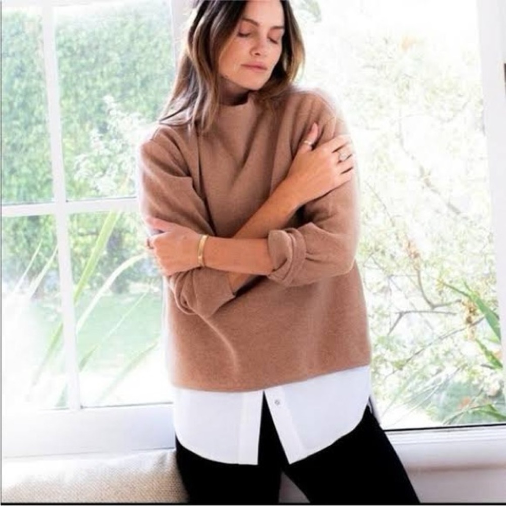 NWOT ADAY Wing It Cashmere Sweater, Camel in XS